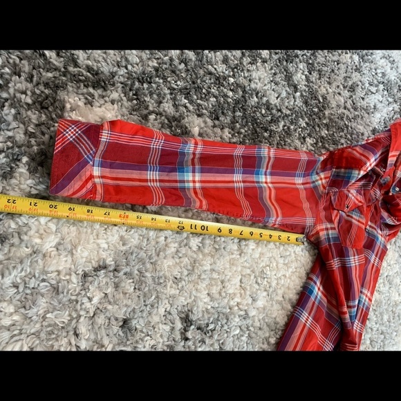 Oneill Women’s Plaid Red Pink Snap On Button Down Long Sleeve Shirt Size… - Picture 12 of 17